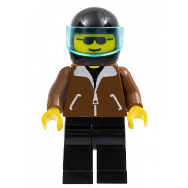 jacket brown - black legs black helmet trans-light blue visor