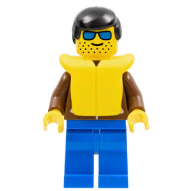 jacket brown - blue legs black male hair life jacket