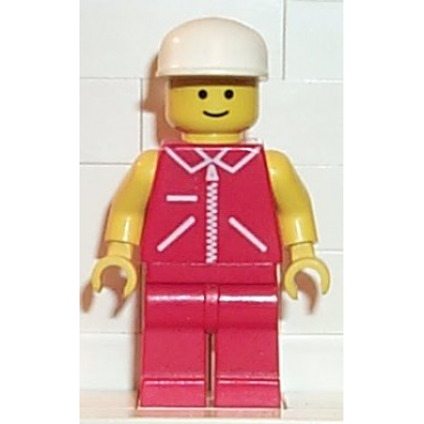 jacket red with zipper - yellow arms - red legs white cap
