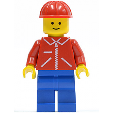 jacket red with zipper - red arms - blue legs red construction helmet