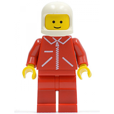 jacket red with zipper - red arms - red legs white classic helmet
