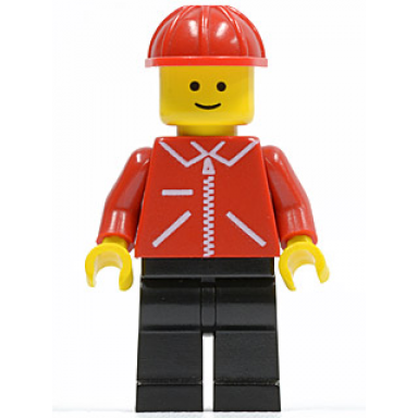 jacket red with zipper - red arms - black legs red construction helmet