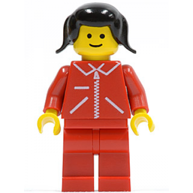 jacket red with zipper - red arms - red legs black pigtails hair