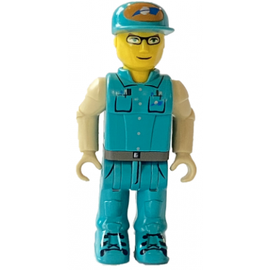 crewman with dark turquoise shirt and pants tan arms