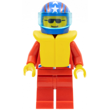jacket 2 stars red - red legs blue helmet 4 stars stripes trans-light blue visor life jacket