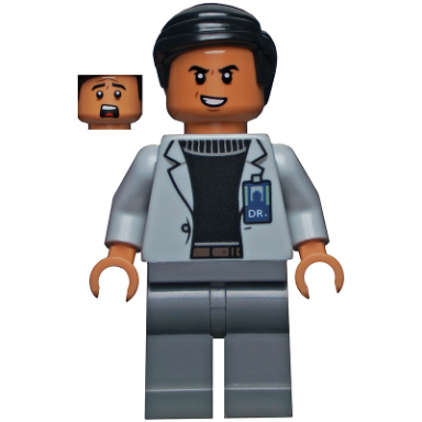 dr henry wu - light bluish gray jacket evil smile scared