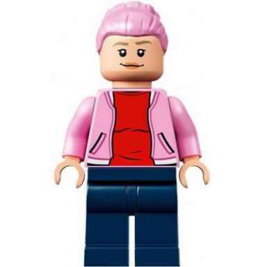 brooklynn - bright pink jacket over red shirt dark blue legs