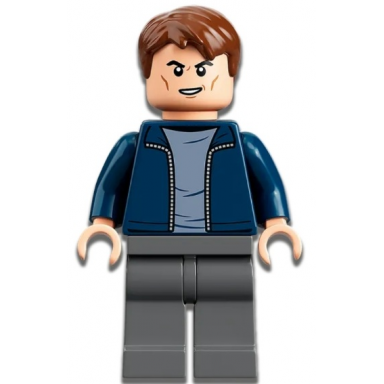 security guard - male dark blue jacket dark bluish gray legs reddish brown hair