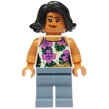 sammy gutierrez - white sleeveless shirt with flowers leaves and dirt stains sand blue legs