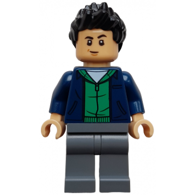 kenji kon - dark blue jacket over green hoodie dark bluish gray legs