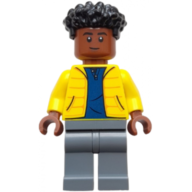 darius bowman - yellow jacket over dark blue shirt dark bluish gray legs
