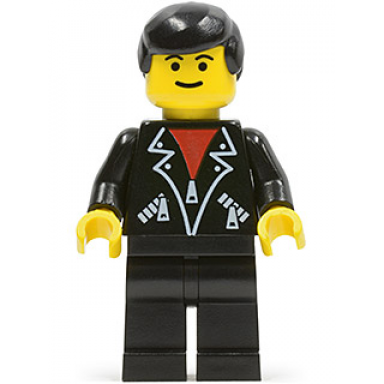 leather jacket with zippers - black legs black male hair eyebrows