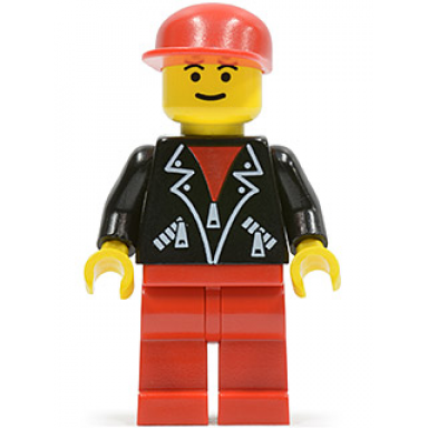leather jacket with zippers - red legs red cap eyebrows