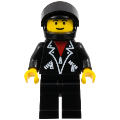 leather jacket with zippers - black legs black helmet black visor male