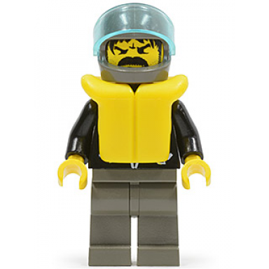 leather jacket with zippers - dark gray legs and helmet life jacket