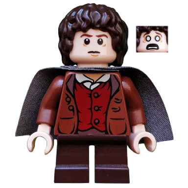 frodo baggins - reddish brown jacket dark brown legs dark bluish gray cape