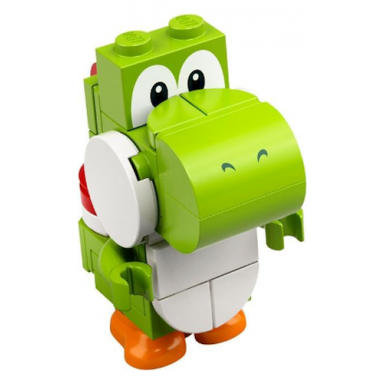 yoshi - white tile round 1 x 1 quarter on front