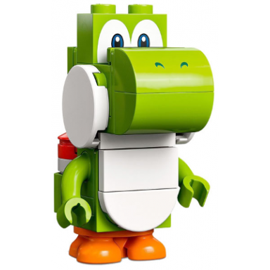 yoshi - white tile round 1 x 2 half on front