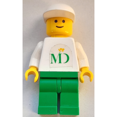 md foods - white torso sticker on both sides green legs white cap