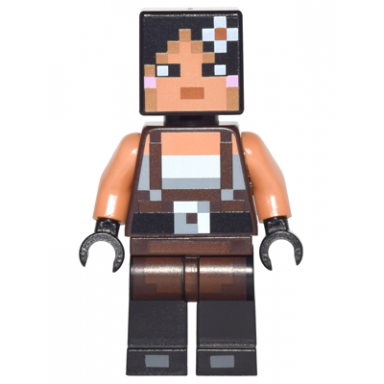 minecraft skin 2 - pixelated female with flower and suspenders