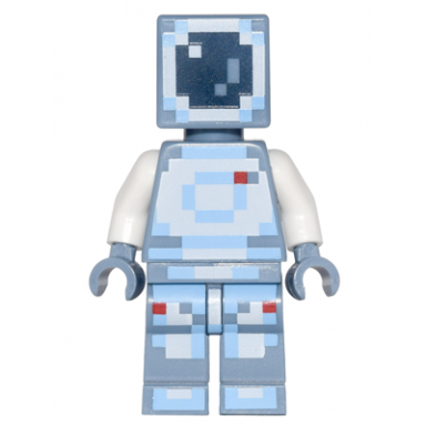 minecraft skin 4 - pixelated white and bright light blue spacesuit and dark blue visor