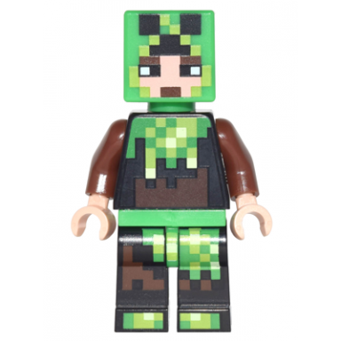 minecraft skin 6 - pixelated bright green and dark brown creeper costume