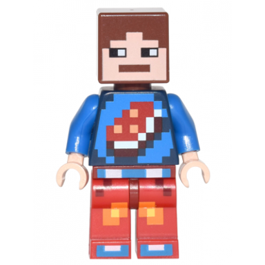 minecraft skin 7 - pixelated blue shirt with porkchop icon