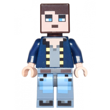 minecraft skin 8 - pixelated dark blue jacket and bright light blue and sand blue legs