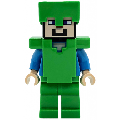 steve - bright green legs helmet and armor