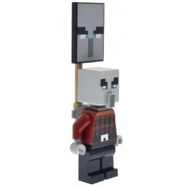 illager pillager - narrow eyes dark bluish gray neck bracket and tile with clip ominous banner