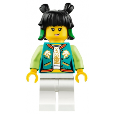mei - dark turquoise jacket lopsided grin sneer