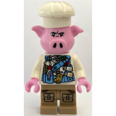 pigsy - medium blue utility harness with pig head buckle dark tan medium legs with pockets