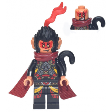 evil macaque - black and red armor dark red cape monkey tail