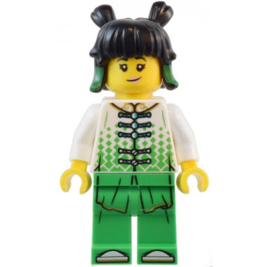 mei - white robe top bright green pants