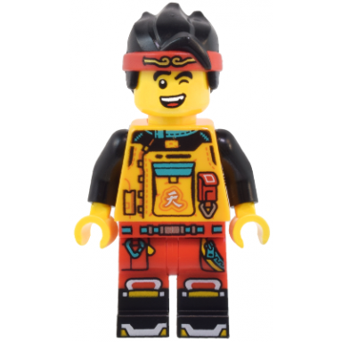 monkie kid - bright light orange racing suit red legs