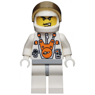 mars mission astronaut with helmet and angry black eyebrows and messy hair