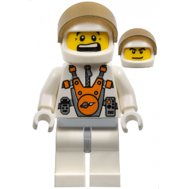 mars mission astronaut with helmet and dual sided head