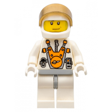 mars mission astronaut with helmet metallic gold visor smirk and stubble beard