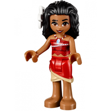 moana medium nougat - mini doll dark red and red strapless top red and tan layered skirt black hair white flower