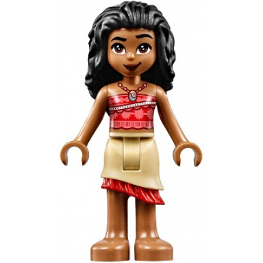 moana medium nougat - mini doll coral and red strapless top tan layered skirt with red ruffle black hair