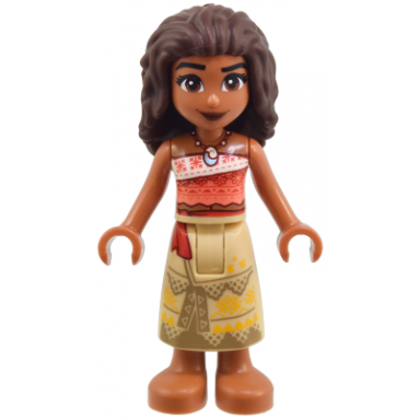 moana sienna - mini doll coral and white strapless top tan long skirt with dark tan hems dark brown hair
