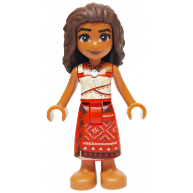 moana sienna - mini doll red and white top red long skirt dark brown hair