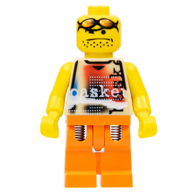 basketball street player tan torso and orange legs