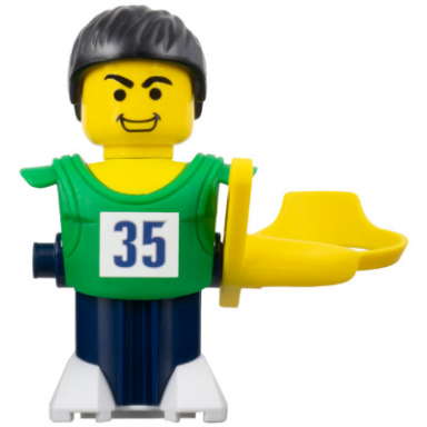 mcdonalds sports basketball player - green torso and dark blue base with stickers