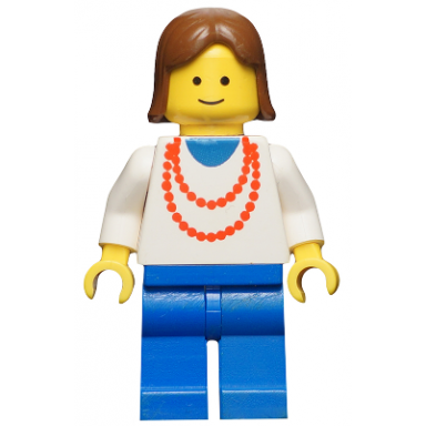 necklace red - blue legs brown female hair