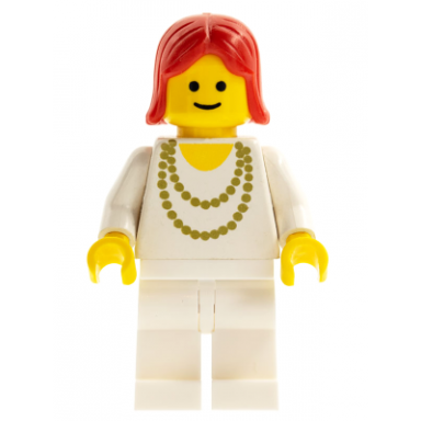 necklace gold - white legs red female hair