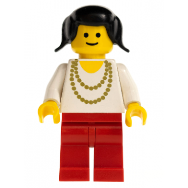 necklace gold - red legs black pigtails hair