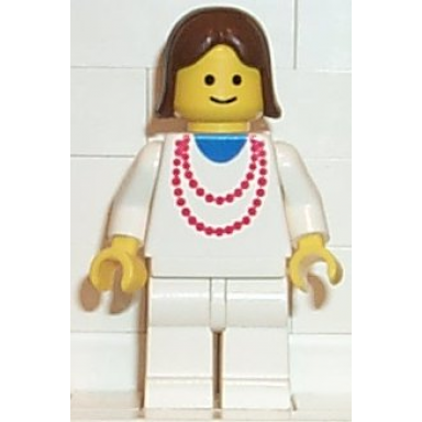 necklace red - white legs brown female hair