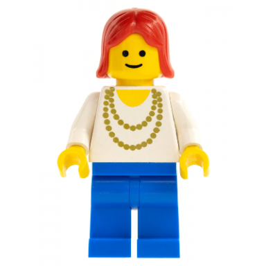 necklace gold - blue legs red female hair