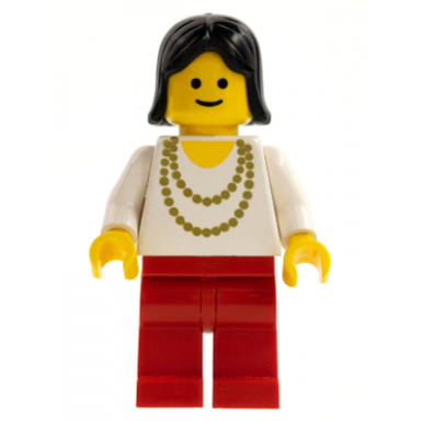 necklace gold - red legs black female hair
